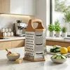 WELLHAUS Küchenreibe 6-seitig Edelstahl mit braunem Griff Produktbild-Vorschau 6