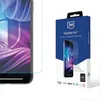 A product shot of a phone screen protector packaging next to a phone screen protector. Voir les images du produit