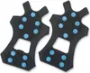 A pair of black ice cleats with blue metal studs, shown from a top-down diagonal view against a white background. Anteprima dell’immagine prodotto