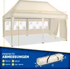 A diagram showing the dimensions of a pop-up gazebo, with a folded gazebo bag shown below. Anteprima dell’immagine prodotto