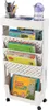 A white rolling storage cart filled with books and office supplies. Produktbild-Vorschau