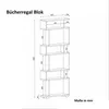 A technical drawing of a bookshelf with dimensions indicated. Produktbild-Vorschau