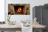 MuchoWow® Poster Feuerstelle in einer Steinmauer 150x75 cm Produktbild-Vorschau 3