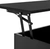 A close-up view of the lifting mechanism of a black coffee table. Voir les images du produit