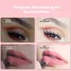 A collage of four images showing the effect of different lighting on makeup application on eyes and lips. Produktbild-Vorschau