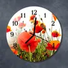 Glasuhr Wanduhr Küchenuhr Echt-Glas 30fi cm Mohnblumen rot Produktbild-Vorschau 2