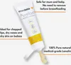 A tube of Medela PureLan Lanolin cream is shown with descriptive text overlays. Náhled obrázku produktu