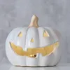 LED Kürbislaterne Porzellan weiß dekorativ für Halloween Produktbild-Vorschau 2