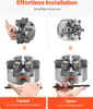 An instructional diagram showing how to expand and tighten a self-centering lathe chuck. Anteprima dell’immagine prodotto