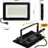 A diagram showing the dimensions and adjustable angle of an LED floodlight. Produktbild-Vorschau