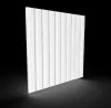 A white, textured panel with vertical grooves, presented against a dark background with a subtle shadow. Produktbild-Vorschau