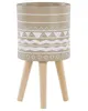 BELIANI Pot de fleurs beige magnésium ⌀ 25 cm pieds en bois Voir les images du produit 1
