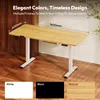 A standing desk with dimensions and color options shown. Produktbild-Vorschau