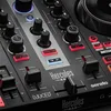 A close-up view of a DJ controller with various buttons, knobs, and sliders. Produktbild-Vorschau