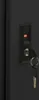 A close-up of a black metal cabinet lock with a key inserted and a digital display showing red numbers. Voir les images du produit