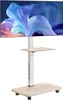 A TV stand with wheels and a shelf, displaying a colorful abstract image on the TV screen. Náhľad obrázku produktu