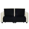 A two-seater sofa with a cream-colored exterior and black cushions, shown from the front. Podgląd zdjęcia produktu