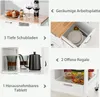 A collage of images showcasing the features of a kitchen cart. Voir les images du produit