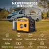 A portable generator and propane tank are shown in front of a recreational vehicle (RV) in an outdoor setting. Produktbild-Vorschau
