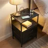 Relaxdays odkládací stolek s LED osvětlením, zásuvkami, USB Náhled obrázku produktu 2