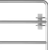 A close-up view of a silver metal gate with multiple horizontal bars and a latch mechanism. Podgląd zdjęcia produktu