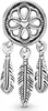 A silver-colored dreamcatcher charm with three dangling feathers. Produktbild-Vorschau