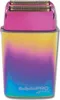 A close-up studio shot of a colorful electric shaver. Voir les images du produit
