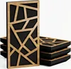 A stack of acoustic panels with a geometric wooden overlay on a white background. Produktbild-Vorschau