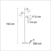 Industrielle Stehlampe Schwarz mit Goldenen 3 Lichtern Produktbild-Vorschau 3