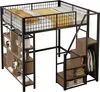 Hochbett, 140x200 cm, Metallbett mit Lattenrost, Regal, Produktbild-Vorschau 5