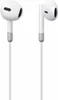 A pair of white wired earphones with gray accents. Produktbild-Vorschau