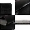 A collage of four close-up images of a black rug, showing different angles and textures. Podgląd zdjęcia produktu