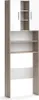 A tall, narrow cabinet with white doors and wood-effect shelving. Anteprima dell’immagine prodotto