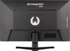 The back of a black computer monitor with branding and a stand. Produktbild-Vorschau