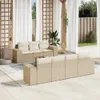 8-tlg. Garten-Sofagarnitur mit Kissen Beige Poly Rattan Produktbild-Vorschau 1