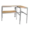An L-shaped shelving unit with two shelves, made of metal and wood-like material, shown against a white background. Podgląd zdjęcia produktu