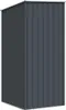 A dark gray metal shed is shown from a three-quarter angle against a white background. Náhled obrázku produktu