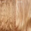 A split image showing a 'before' and 'after' of hair treatment. The left side shows frizzy, unkempt hair, and the right side shows smooth, styled hair. Anteprima dell’immagine prodotto