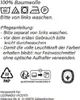 Care instructions and recycling information for a textile product. Produktbild-Vorschau