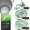 Collage of close-up shots showing details of a green insulated tumbler and its lid, along with a section highlighting material and features. Anteprima dell’immagine prodotto