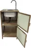 A sink with a cabinet and open doors, showing shelves inside. Produktbild-Vorschau