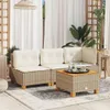 vidaXL Gartensofa mit Kissen 3-Sitzer Beige Poly Rattan Produktbild-Vorschau 2