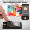 A hand is shown peeling a protective film off a pager device, with a set of colorful advertisement cards displayed behind it. Anteprima dell’immagine prodotto