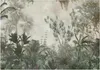 Netkané tapety jungle vintage betonový vzhled listy Náhled obrázku produktu 1