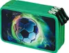 A green pencil case with a soccer ball graphic. Produktbild-Vorschau