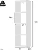 A diagram of a white, four-shelf bookcase with dimensions indicated. Produktbild-Vorschau