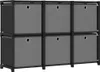 vidaXL Scaffale a cubi con 6 contenitori Nero 103x30x72,5 Anteprima dell’immagine prodotto 8
