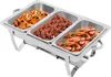 A three-compartment chafing dish filled with food. Voir les images du produit