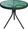 A round glass-top side table with a black metal frame and three legs, set against a white background. Produktbild-Vorschau