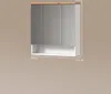 A 3-door bathroom mirror cabinet with an open shelf below, shown with dimensions indicated. Anteprima dell’immagine prodotto